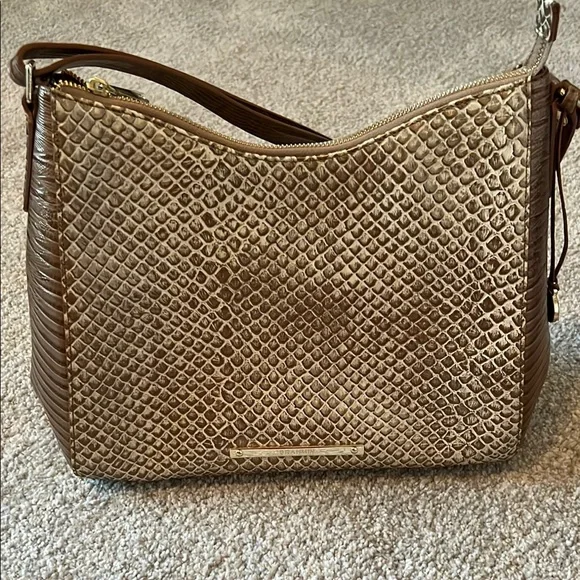 Brahmin Gold and Brown Shoulder Bag with Hobo Shape - Picture 1 of 5